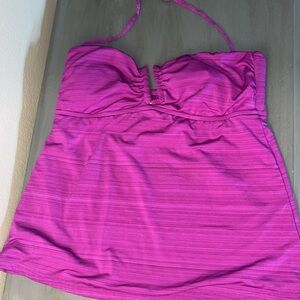Pink and Purple Ruched Bustier Camisole Bathing Suit Swim Top sz Medium EUC